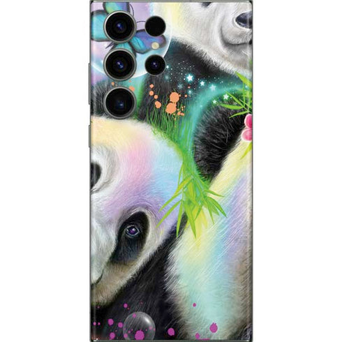 Rainbow Pandas with Butterflies by Sheena Pike Galaxy Skins